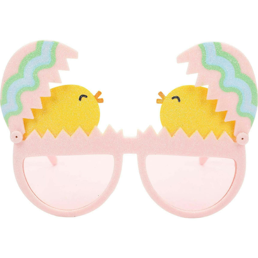 Packed Party Peek-a-Boo Chick Novelty Glasses - Pink Frames with Glitter Chick and Pastel Egg Details, Pink Lenses, and Peep This Gold Text, 5.9x3.5 Inch