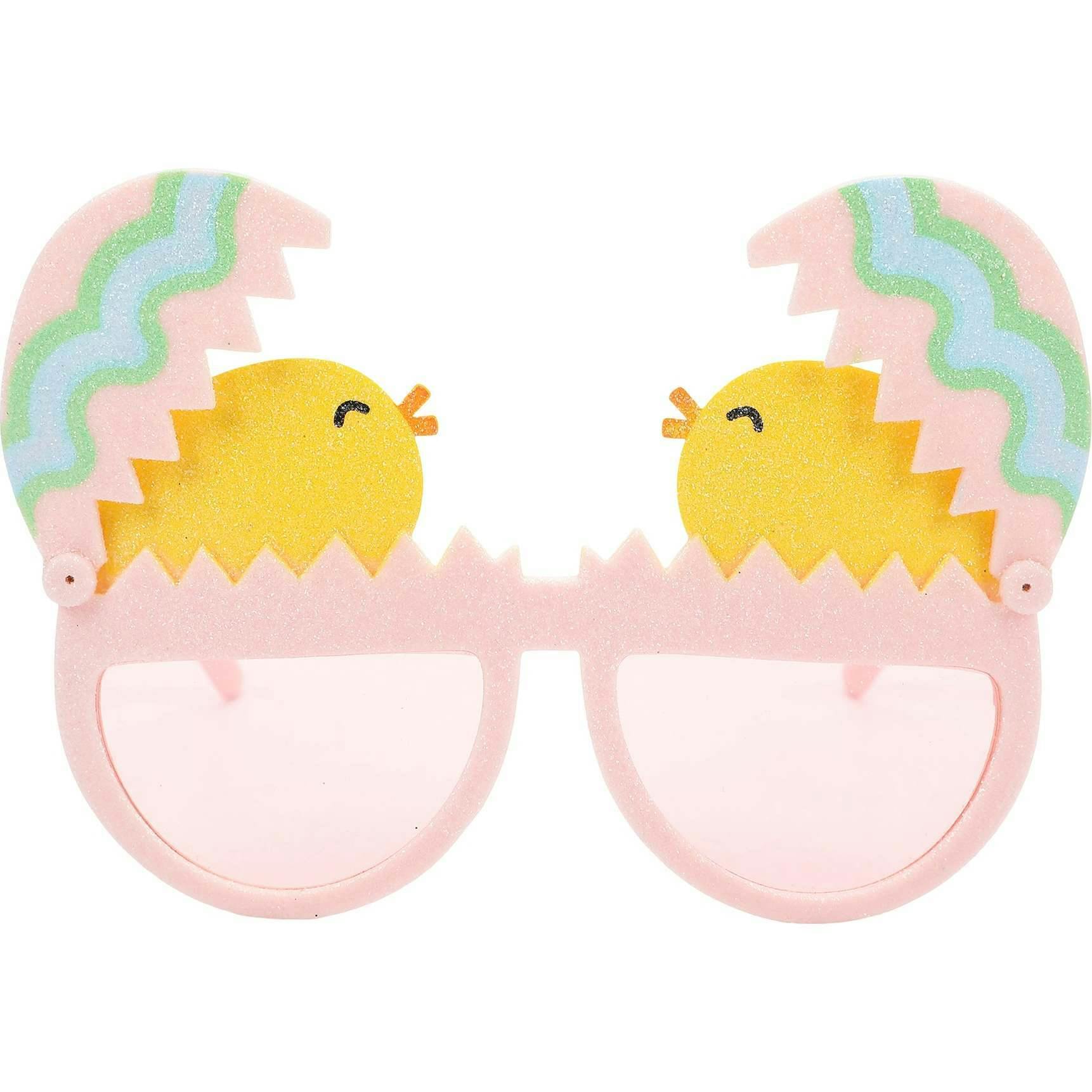 Packed Party Peek-a-Boo Chick Novelty Glasses - Pink Frames with Glitter Chick and Pastel Egg Details, Pink Lenses, and Peep This Gold Text, 5.9x3.5 Inch