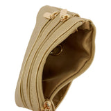 Packed Party Mini Gold Metallic Leatherette Clip and Zip Wallet - Three-Compartment Mini Wallet with Gold Clip for Phone Chains and Keyrings, 4.25x3.5 Inch