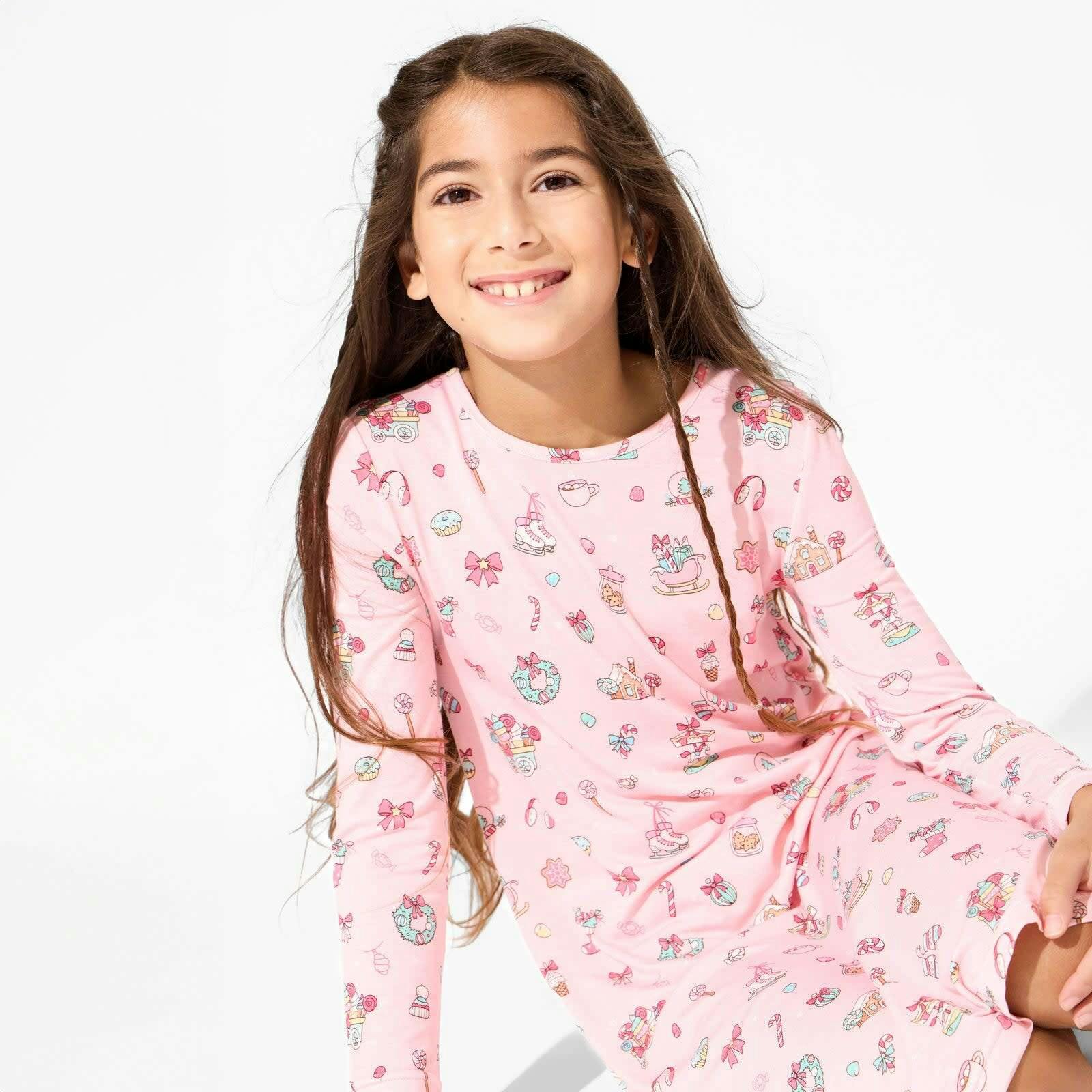 Candy Cane Lane Bamboo Girls' Long Sleeve Dress
