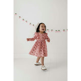 Long Sleeve Ruffle Dress Cherry Hearts