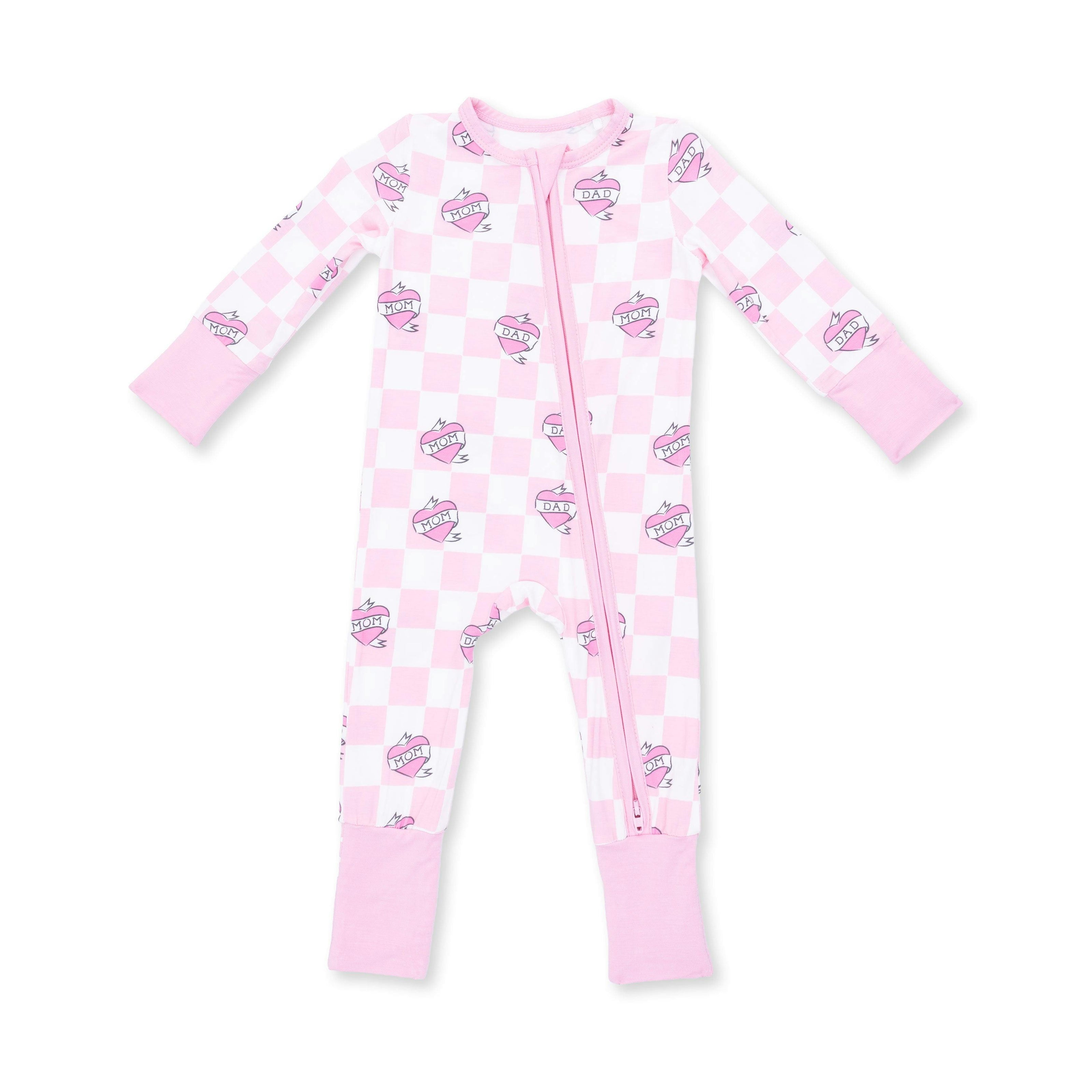 Heart Tattoo Check Pink - Convertible Romper