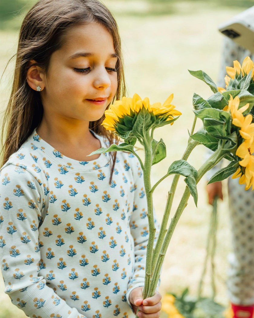 The Organic Long Sleeve Pajama Set [Marigold Block Floral]