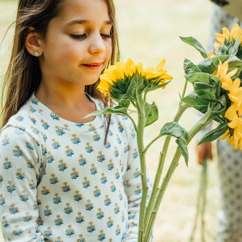 The Organic Long Sleeve Pajama Set [Marigold Block Floral]