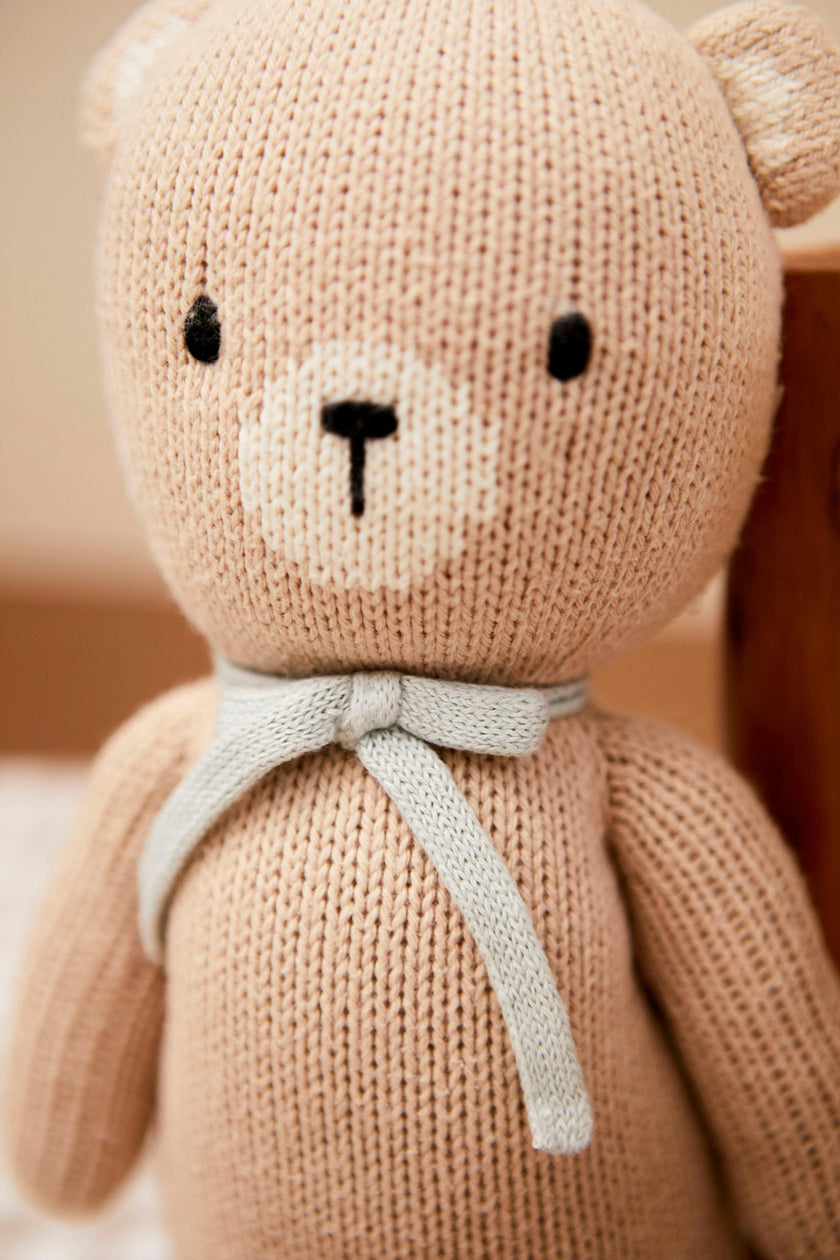 BABY BEAR 12" BEIGE & LIGHT BLUE