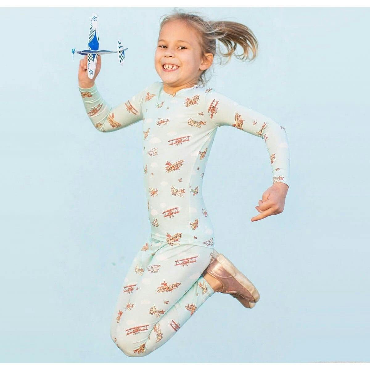 Vintage Airplanes Bamboo Kids Pajamas