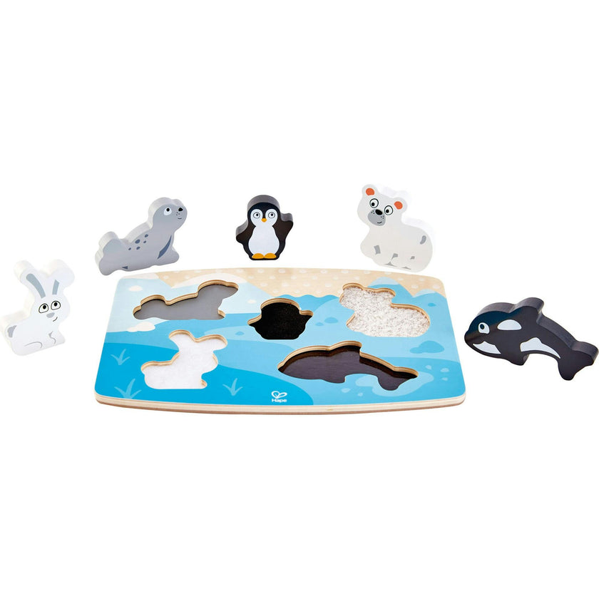 Hape: Polar Animal Tactile Puzzle&nbsp;- 6pc Wooden Sensory Toy