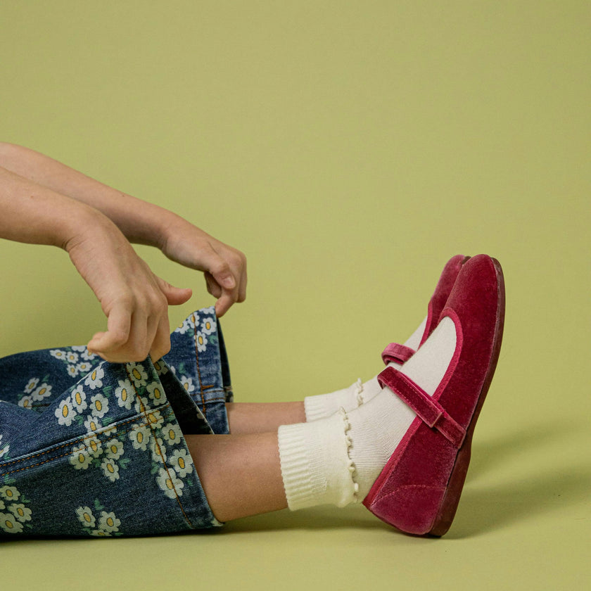 Classic Velcro Strapped Velvet Mary Jane Shoes