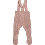 Intricate Pattern Knit Adjustable Straps Front Button Footie Overall
