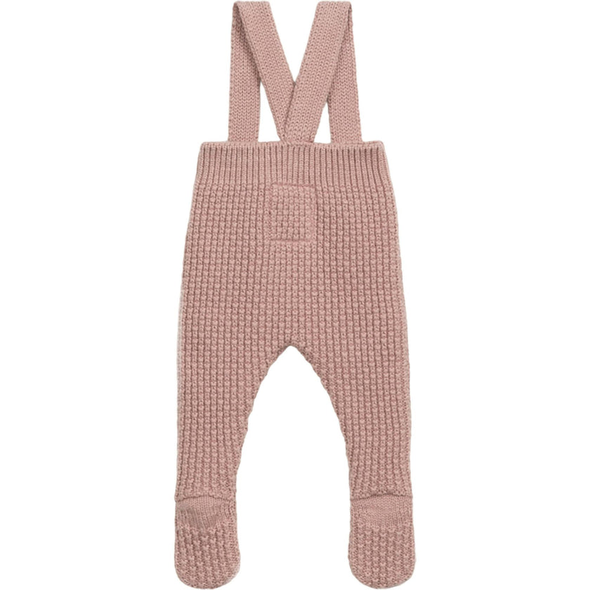 Intricate Pattern Knit Adjustable Straps Front Button Footie Overall