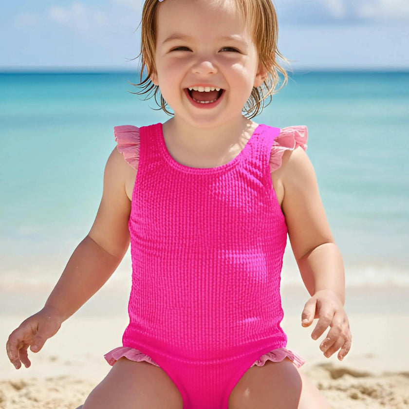 Lulu Toddler Crinkle Ruffle One Piece - Fuchsia