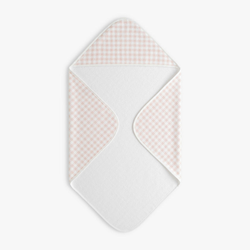 Picnic Gingham Baby Hooded Towel - Pink