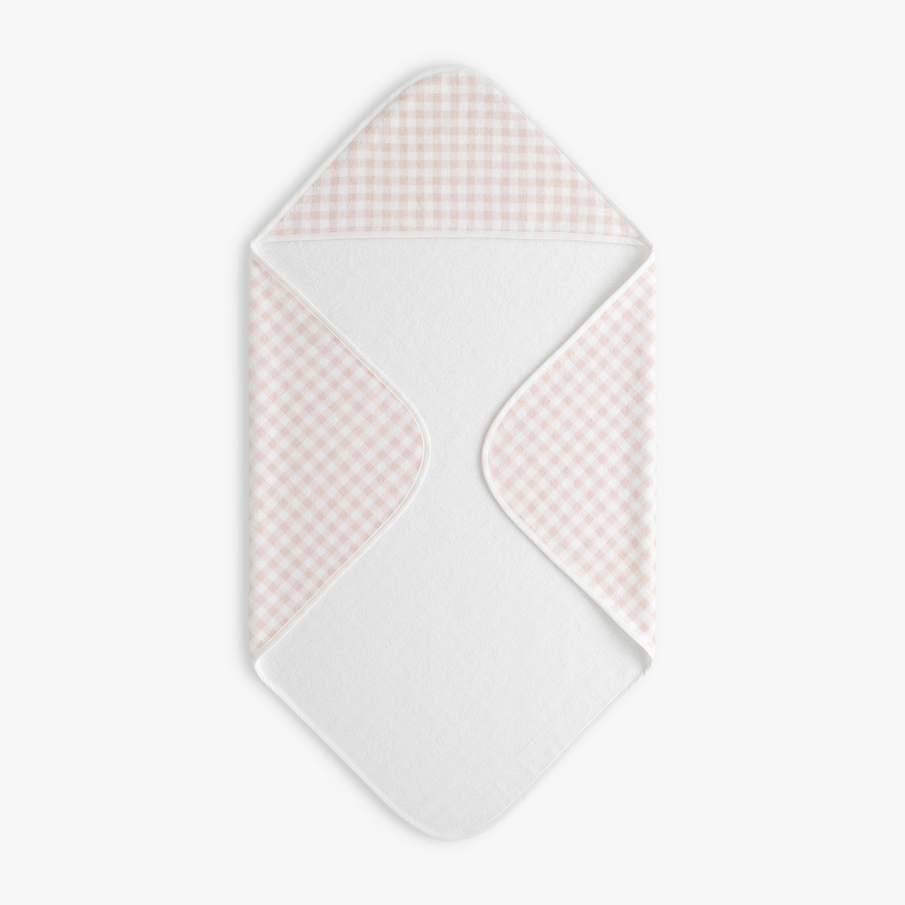 Picnic Gingham Baby Hooded Towel - Pink