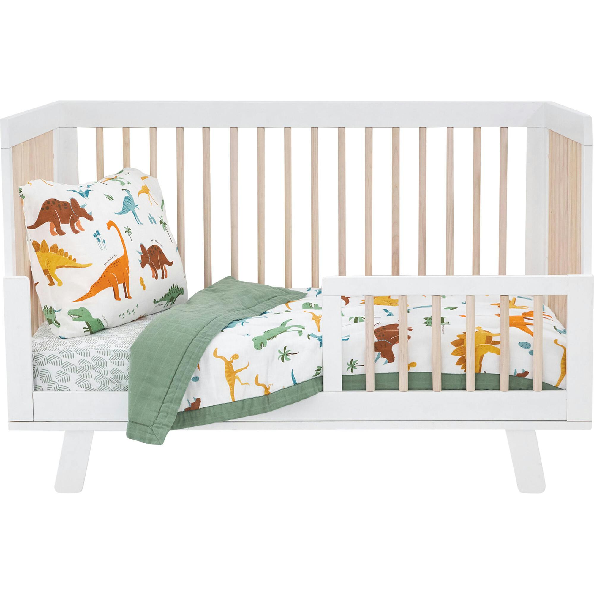 Cotton Muslin Toddler Bedding 3 Piece Set - Dino Names