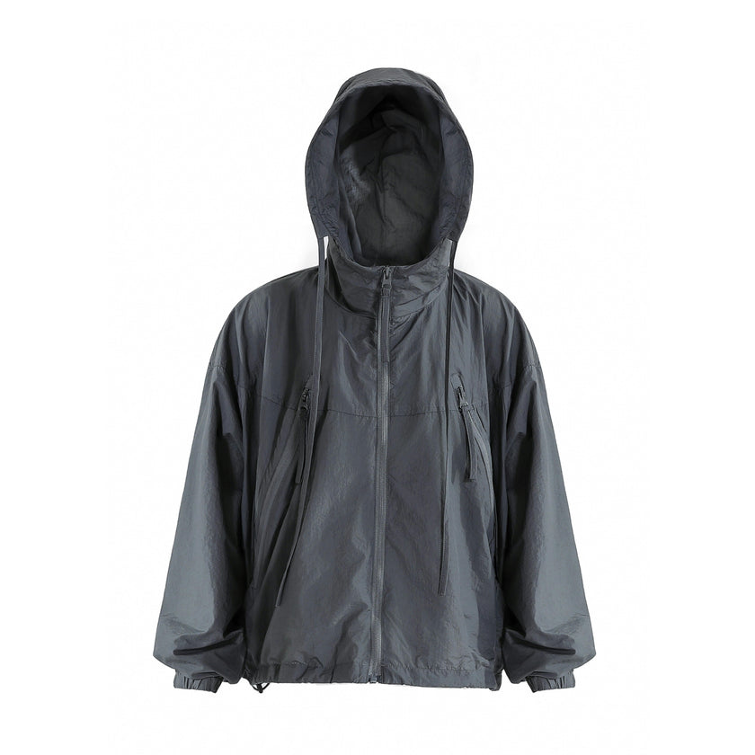 Dark Gray Hooded Windbreaker