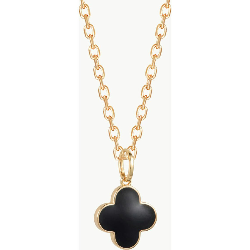 Personalized Enamel Clover Cross Necklace, 14k Gold Plated