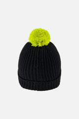 Winter Knit Hat with Pompom Black and Green