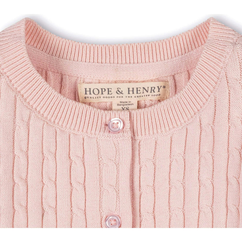 Organic Classic Cable Cardigan Sweater, Pink
