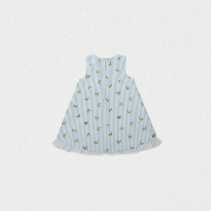 Elise Baby Dress Sleeveless, Aqua Blue Butterfly