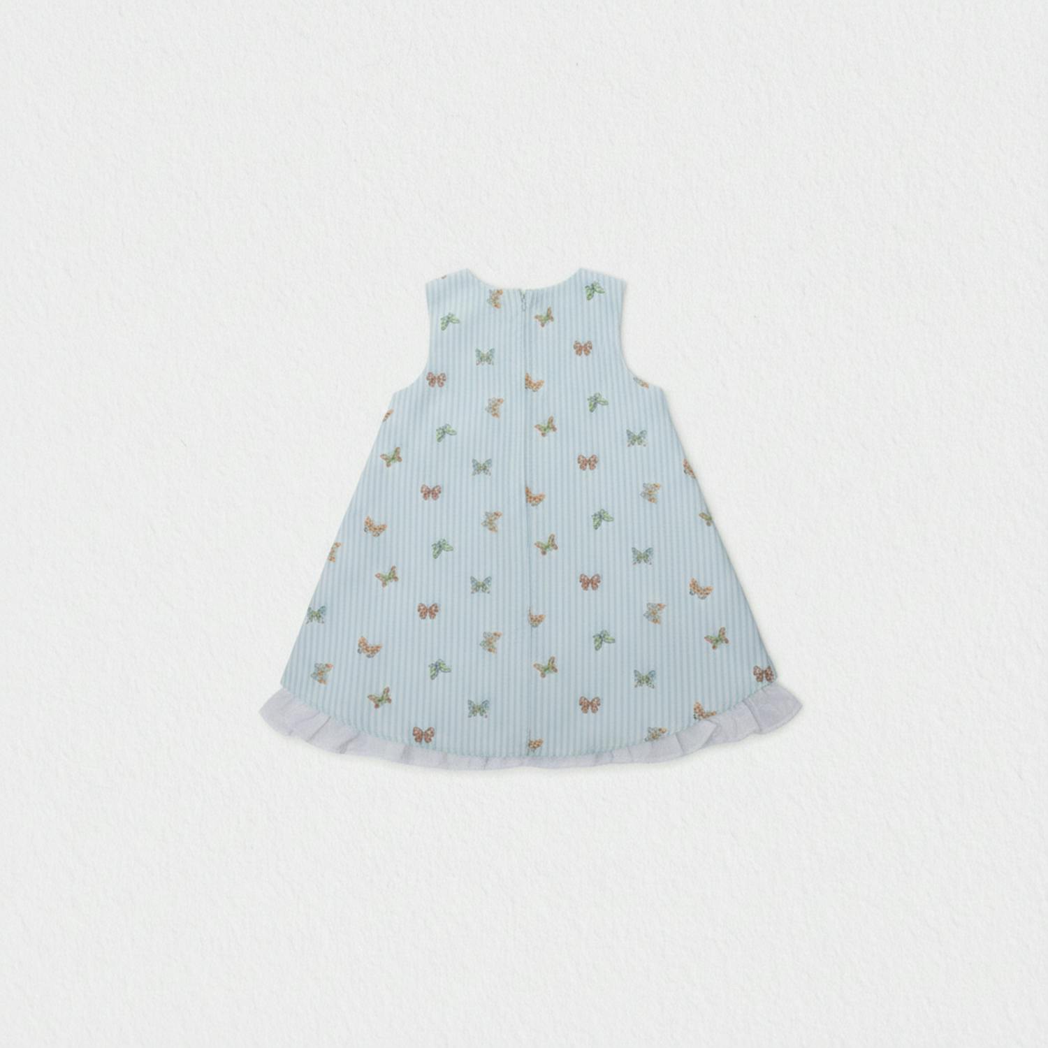 Elise Baby Dress Sleeveless, Aqua Blue Butterfly