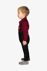 Baby Top & Pants Set Black And Red Houndstooth