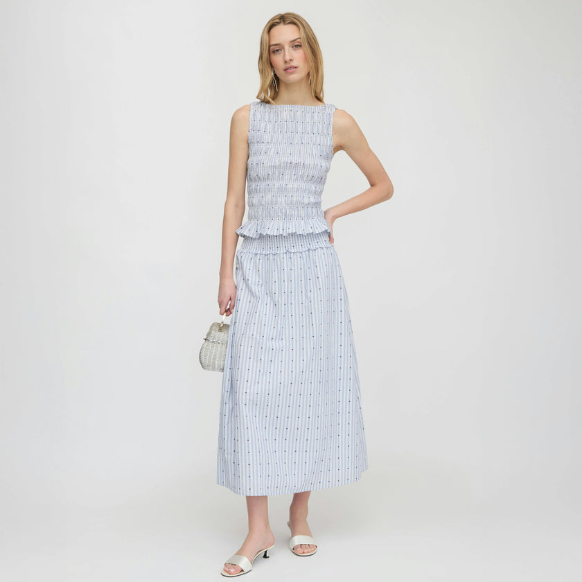 The Delphine Nap Skirt - Blue Swiss Dot