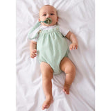 Wimbledon Stripe Button Detail Romper in Green (3mths-2yrs)
