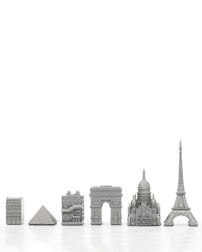 Chess Set Stainless Steel PARIS with Paris Map Board
