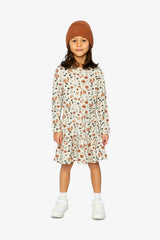 Organic Cotton Dress Beige With Squirrel Print