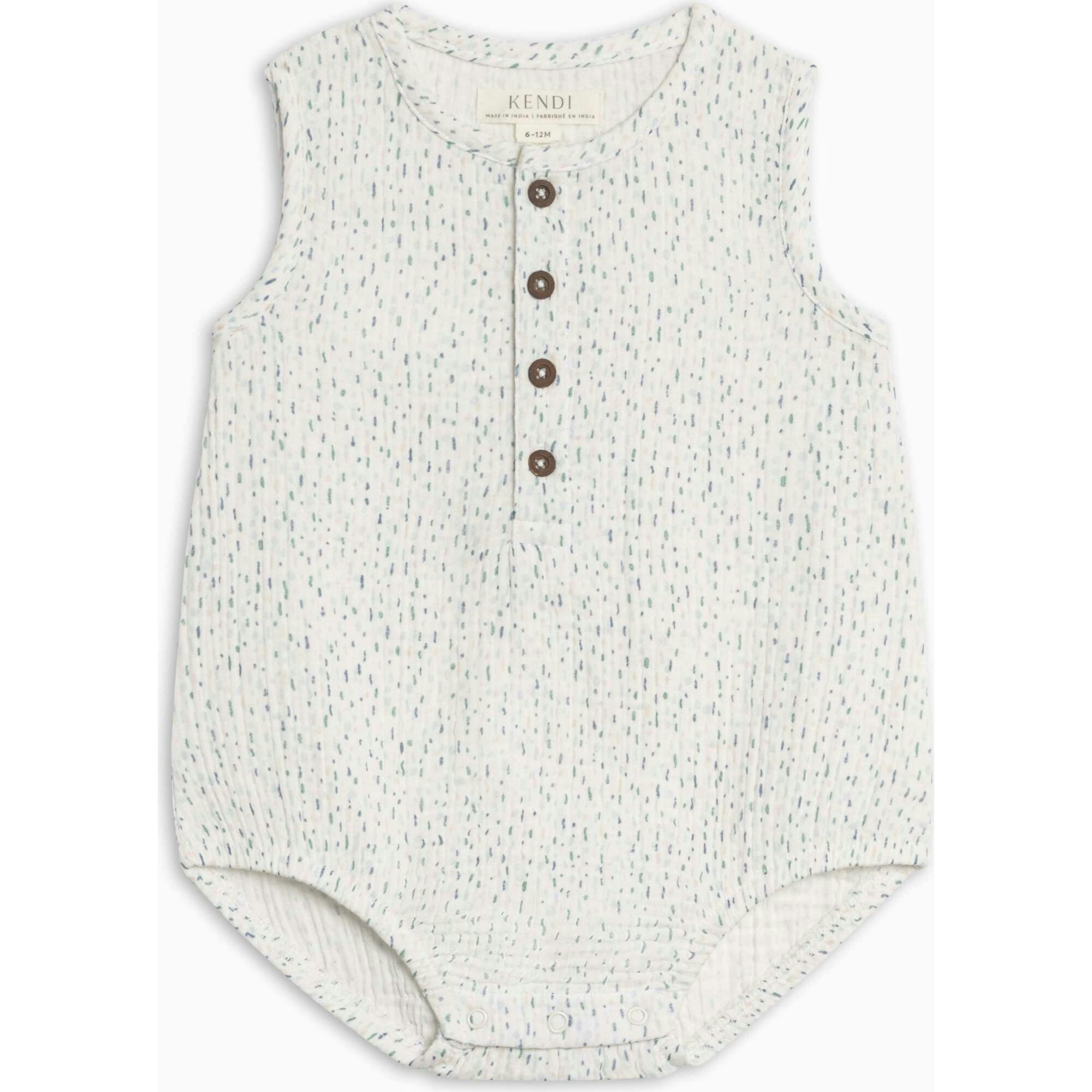 Bowie Muslin Bubble Romper - Pinehurst / Powder + Shell
