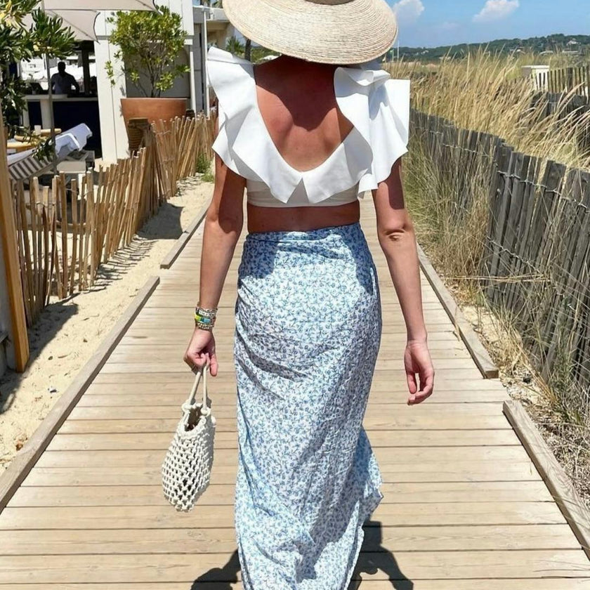 Mommy & Me Sun Hat Set - Wildflower & Palmetto - French Blue Grosgrain Ribbon