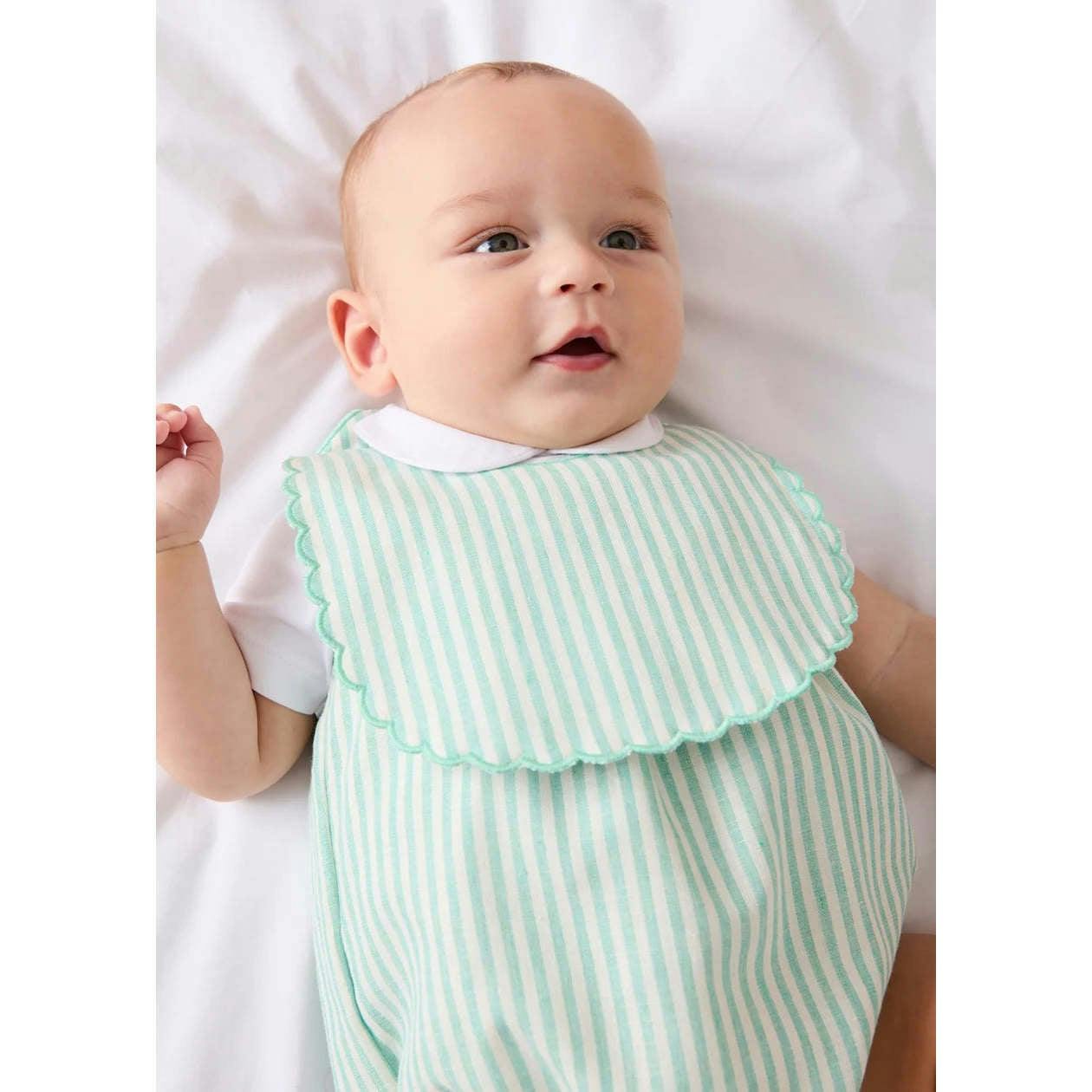 Wimbledon Stripe Scallop Edge Lined Bib