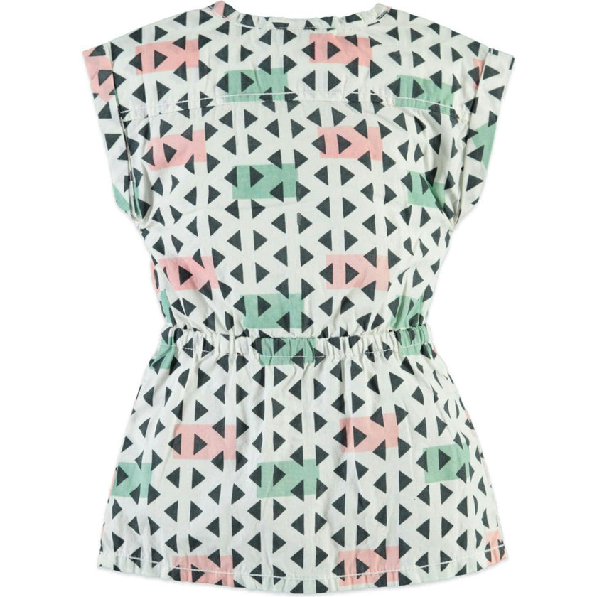 Abstract Triangular Print Short Sleeve Dress