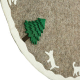 Handmade Felted Cats and Green Trees Grey Christmas Tree Skirt 36",