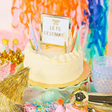Packed Party Glitter Wishes Rainbow Birthday Candle Set of 10 - Glitter-Dipped Multicolor Pastel Beeswax Candles in Gift Box with Pink Ric Rac Handle