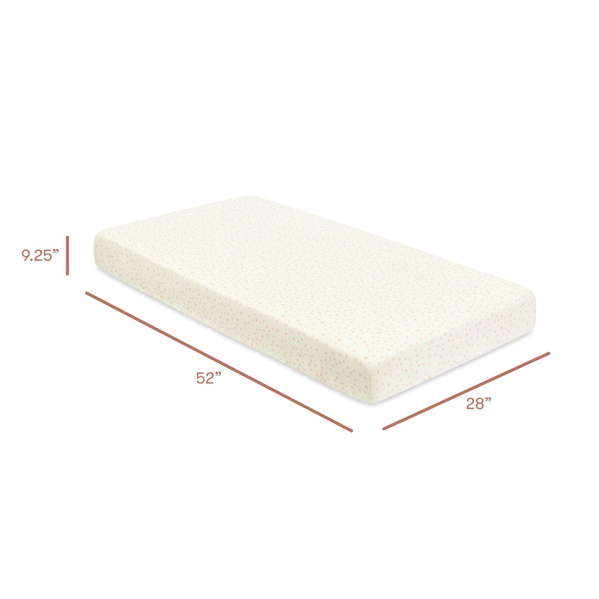 Crib Sheet in GOTS Certified Organic Brushed Cotton in Ivory with Dusty Rose Stars