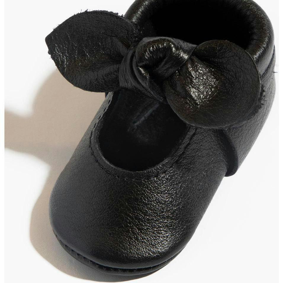 Ebony Knotted Bow Baby Shoe