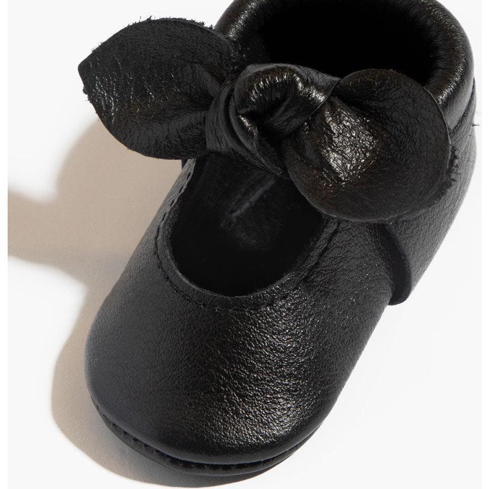 Platinum Knotted Bow Baby Shoe