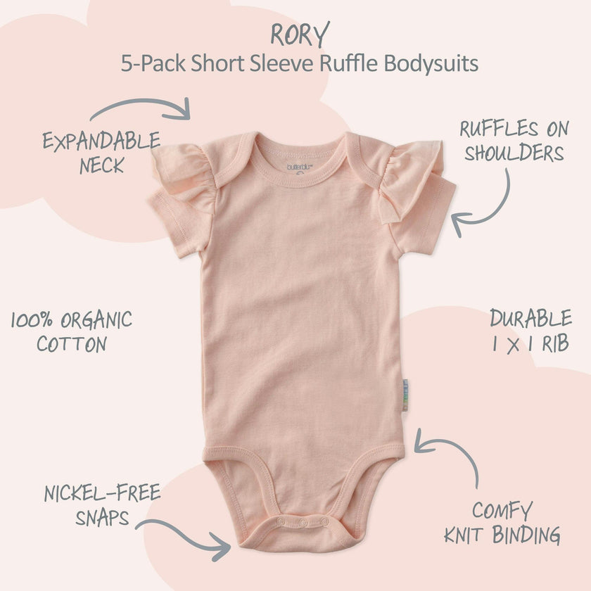 RORY 5-Pack Short Sleeve Ruffle Bodysuits