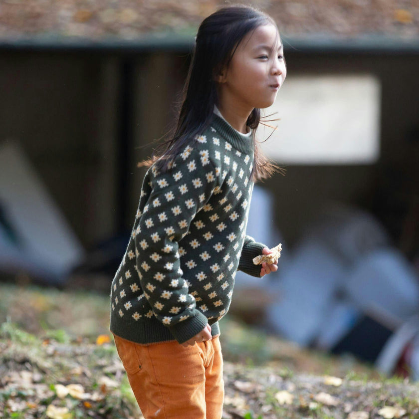 From One To Another Cotton Comfy Long Sleeve Snug Knit Jumper, Green