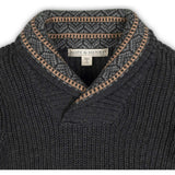 Organic Long Sleeve Shawl Collar Sweater with Intarsia Detail, Grey