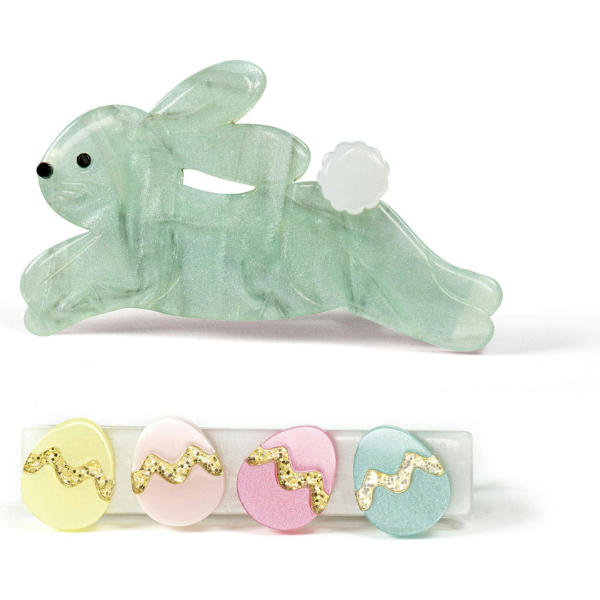 Hop Bunny Mint Easter Eggs Hair Clips