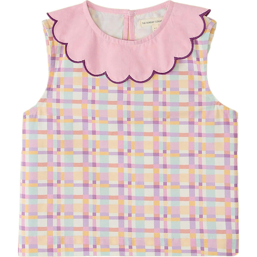 Organic Picnic Top in Scallop Plaid