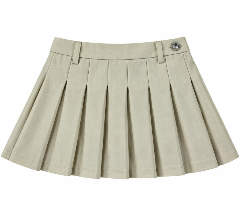Jane Cream Soft Plaid Pleated Skort