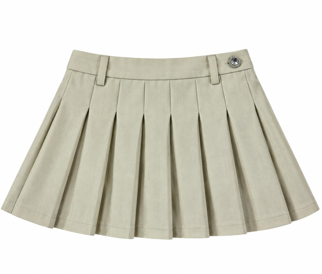 Jane Cream Soft Plaid Pleated Skort