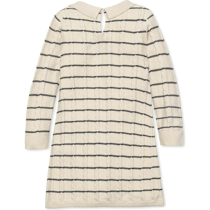 Organic Long Sleeve Peter Pan Collar Sweater Dress, White