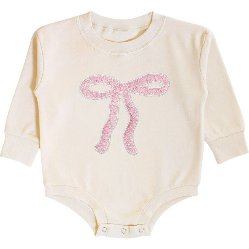 Coquette Bow Patch Long Sleeve Romper
