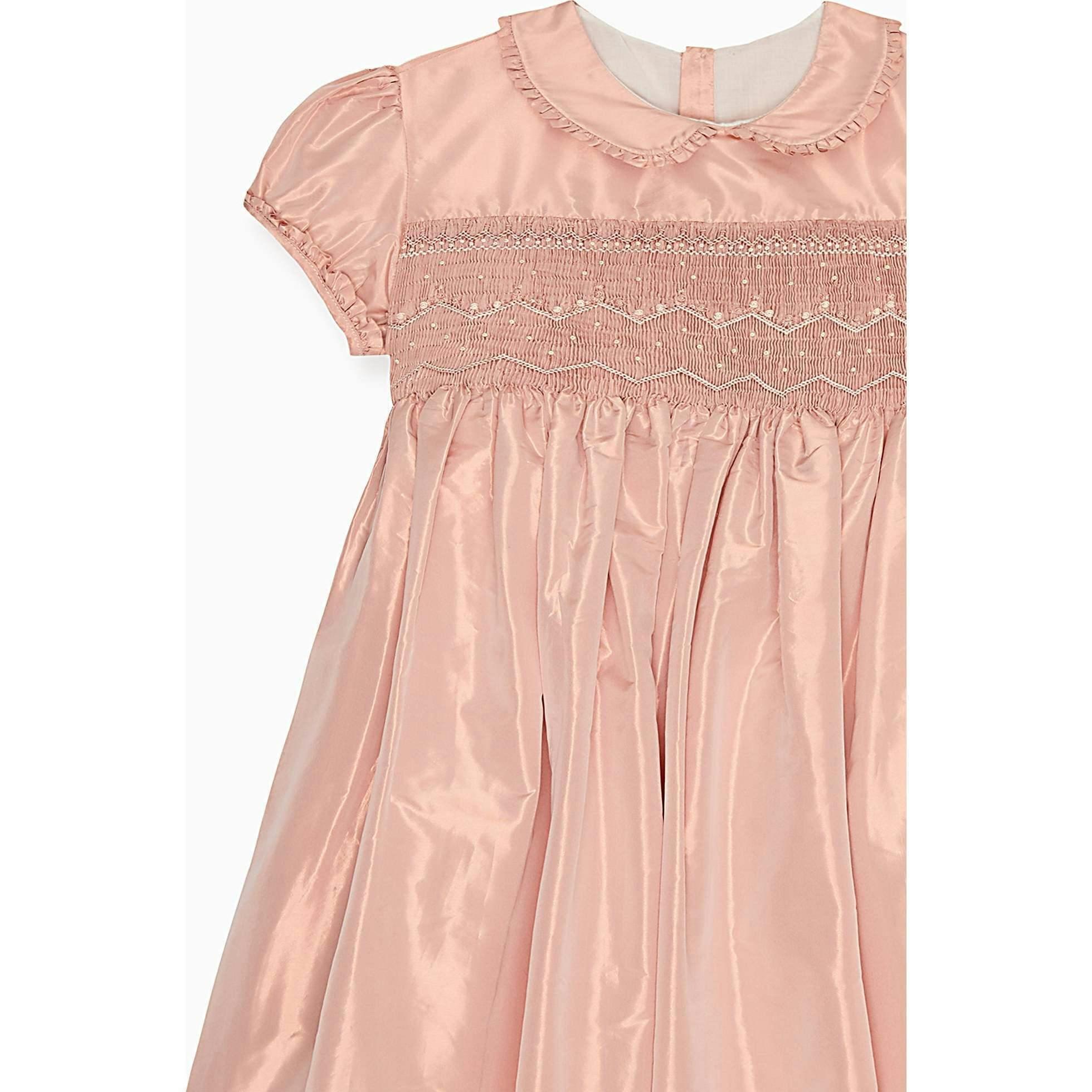 Blush Eleanor Silk Ceremony Girl Hand-Smocked Dress