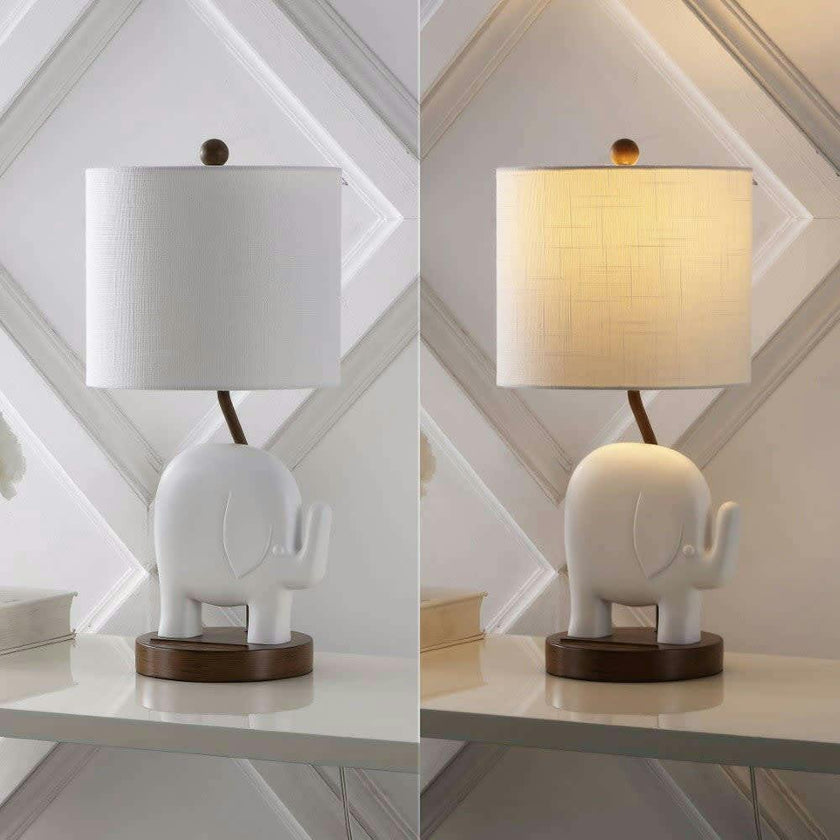 Ellie Bohemian Designer Iron/Resin Elephant LED Kids Table Lamp with Phone Stand and USB Charging Port
