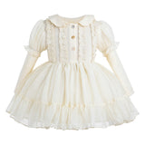 Beige Ruffle Collar Dress